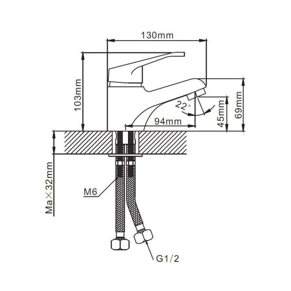 Смеситель для раковины монокомандный хром Potato Эверест B 10-028