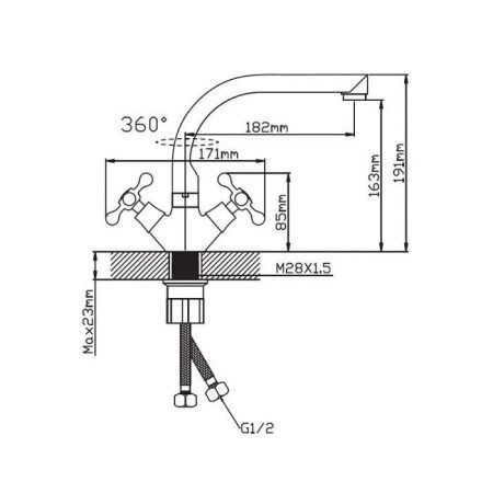 Смеситель для кухни двухручковый коричневый Potato Эверест B 69-658