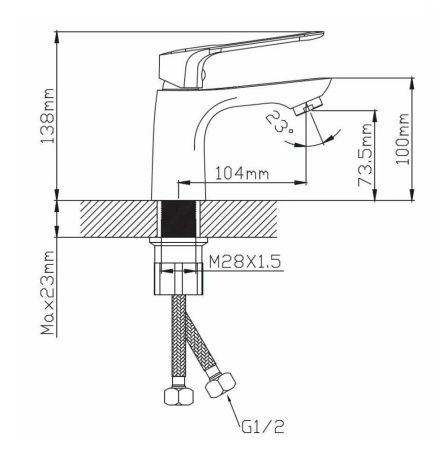 Смеситель для раковины монокомандный  брезентово-серый  Potato Эверест B10-15319