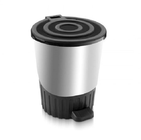 Ведро для мусора 14л серое (серебро) с педалью