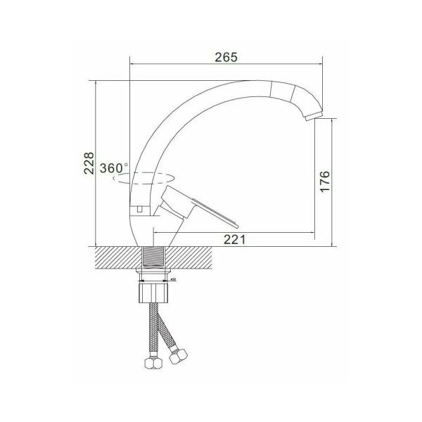 Смеситель для кухни монокомандный  красный с хромом  Potato Эверест B59-274C