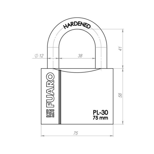 Замок навесной PL-PROTEC-3075 3key (PL-3075) англ. /блистер