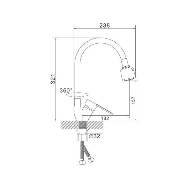 Смеситель для кухни монокомандный  желтый с хромом  Potato Эверест B58-274B