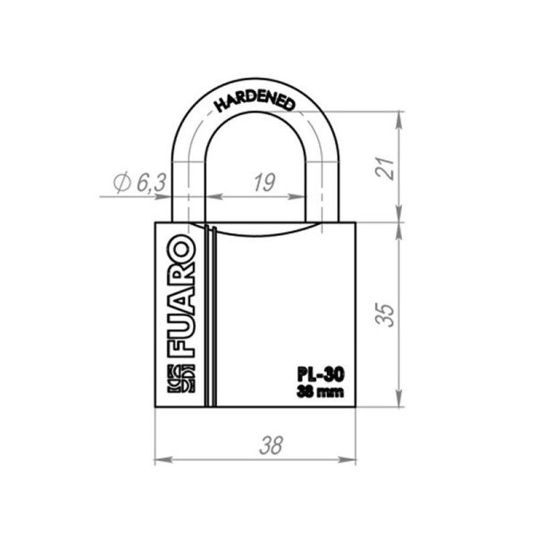 Замок навесной PL-PROTEC-3038 3key (PL-3038) англ. /блистер
