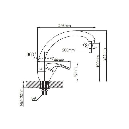 Смеситель для кухни монокомандный  хром  Potato Эверест B41-029M