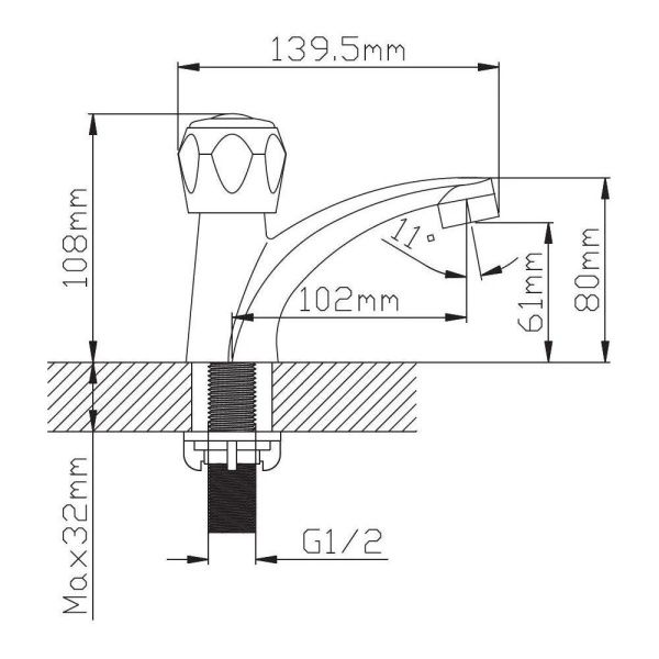 Кран водоразборный одноручковый на холодную воду Potato Эверест B 45-339