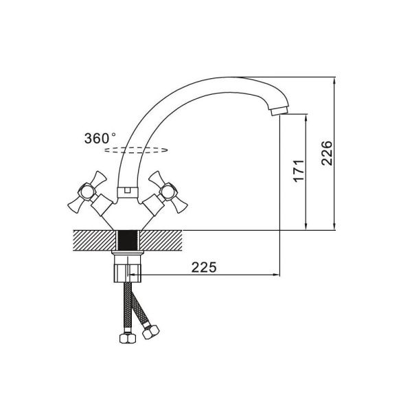 Смеситель для кухни двухручковый  кремовый  Potato Эверест B42-0647
