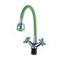 Смеситель для кухни двухручковый  зеленый с хромом  Potato Эверест B57-071E