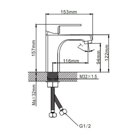 Смеситель для раковины монокомандный  белый с хромом  Potato Эверест B10-0277