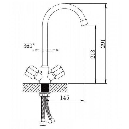 Смеситель для кухни двухручковый хром Potato P 4471-7