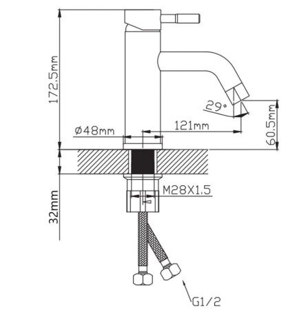 Смеситель для раковины монокомандный  хром  Potato Эверест B10-201M