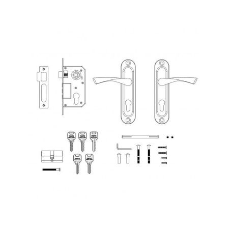 Замок цилиндровый в комплекте с ручкой LOCKSET15.CRONA.4061-3 мат.никель