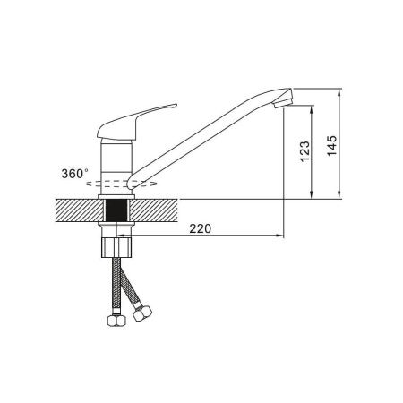Смеситель для кухни монокомандный  хром  Potato Эверест B49-021