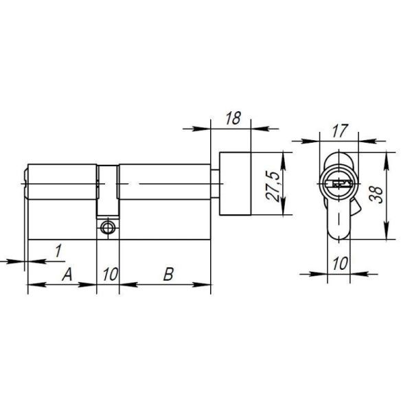 Цилиндровый механизм AX2002Knob70 хром с вертушкой