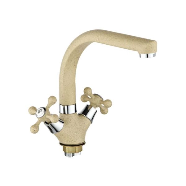 Смеситель для кухни двухручковый  кремовый  Potato Эверест B69-659