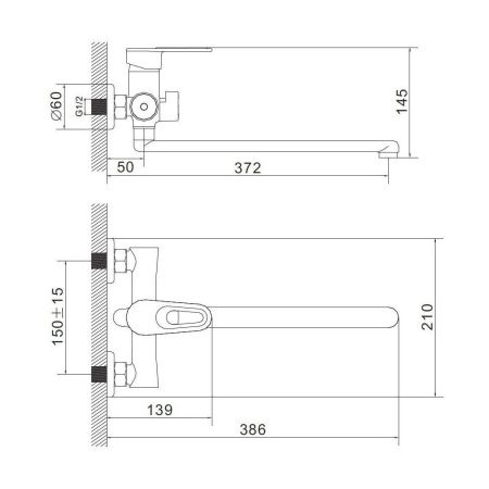 Смеситель для ванны и умывальника монокомандный  зеленый с хромом  Potato Эверест B22-274E
