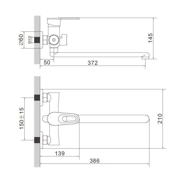 Смеситель для ванны и умывальника монокомандный  зеленый с хромом  Potato Эверест B22-274E