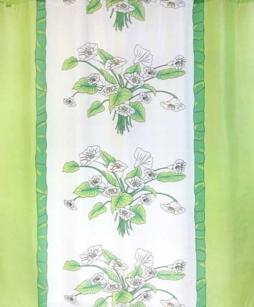 Штора для ванной тканевая зеленая, 1345, "Залел", 180*200