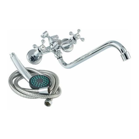 Смеситель для ванны и умывальника двухручковый  хром  Potato Эверест B22-065