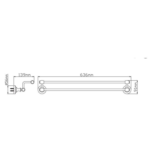 Держатель  для полотенец настенный двойной 65 см P2609 (26 серия)