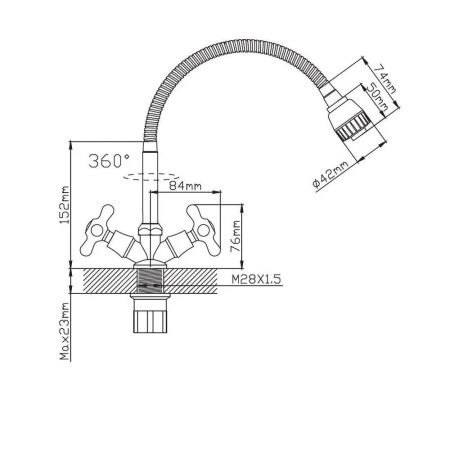 Смеситель для кухни двухручковый  хром  Potato Эверест B58-340M