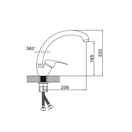 Смеситель для кухни монокомандный  хром  Potato Эверест B59-021
