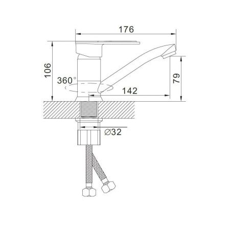 Смеситель для кухни монокомандный  синий с хромом  Potato Эверест B45-274DS