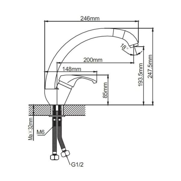 Смеситель для кухни монокомандный белый Potato Эверест B 59-033