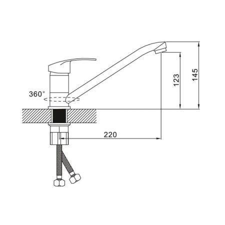 Смеситель для кухни монокомандный  хром  Potato Эверест B49-024