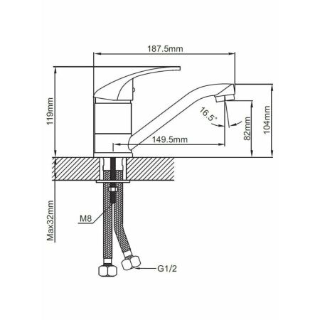 Смеситель для кухни монокомандный  хром  Potato Эверест B45-040