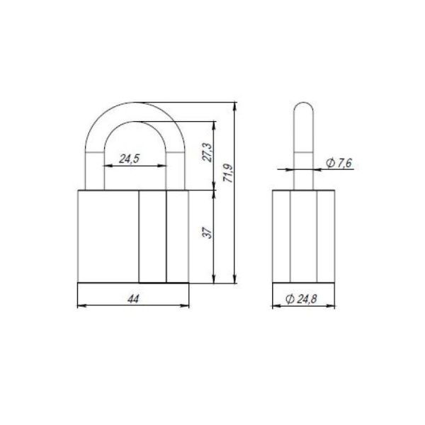 Замок навесной PD-4050 (PD-40-50) 3 fin key /коробка
