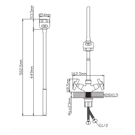 Смеситель для кухни двухручковый  хром  Potato Эверест B58-354