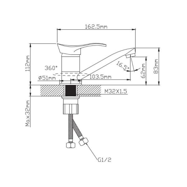 Смеситель для кухни монокомандный  хром  Potato Эверест B45-019M