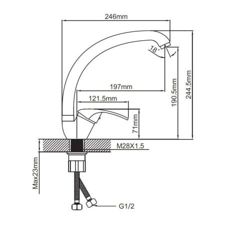 Смеситель для кухни монокомандный  хром  Potato Эверест B59-040