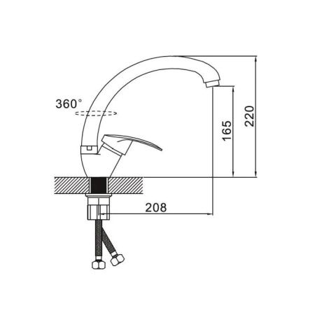 Смеситель для кухни монокомандный  хром  Potato Эверест B59-022