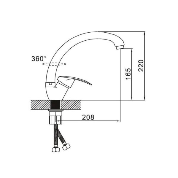 Смеситель для кухни монокомандный  хром  Potato Эверест B59-022