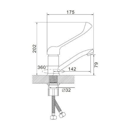 Смеситель для кухни монокомандный  хром  Potato Эверест B45-37