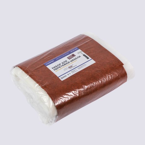 Набор для перетяжки мебели 150*100см (кожа, поролон 16кг/м3, 20мм, гвозди) св.кор. (рыжий)