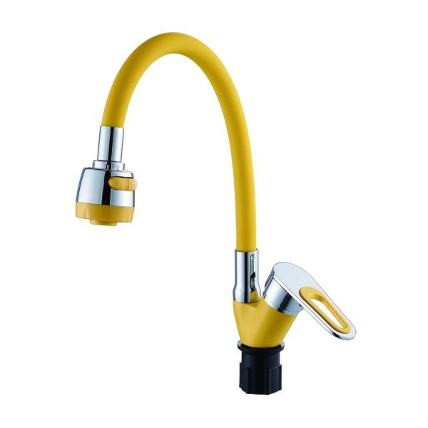 Смеситель для кухни монокомандный  желтый с хромом  Potato Эверест B58-274B