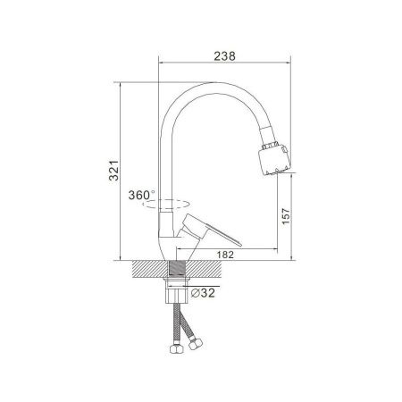 Смеситель для кухни монокомандный  красный с хромом  Potato Эверест B58-274C