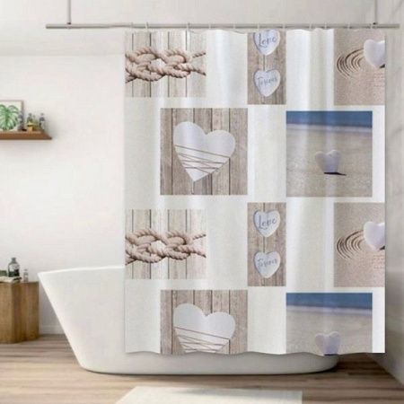 Штора для ванной полиэтиленовая серая 9, "Релакс", 180*180