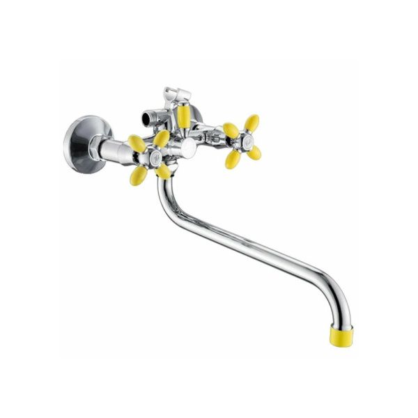 Смеситель для ванны и умывальника двухручковый  желтый с хромом  Potato Эверест B22-071B