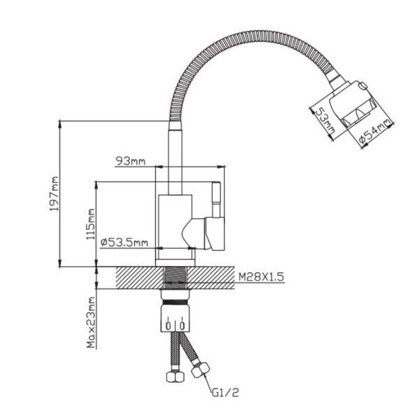 Смеситель для кухни монокомандный  черный  Potato Эверест B58-2016M