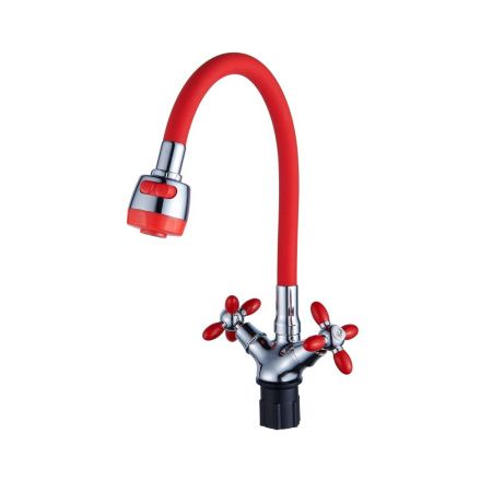 Смеситель для кухни двухручковый хром Potato Эверест B 57-071 C