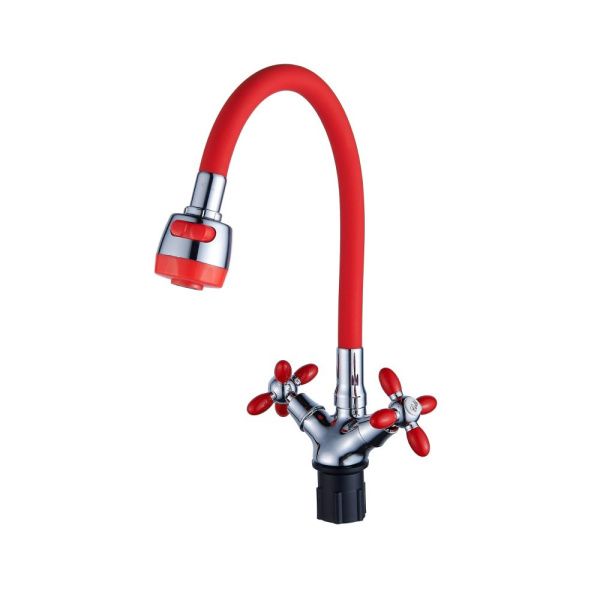 Смеситель для кухни двухручковый хром Potato Эверест B 57-071 C