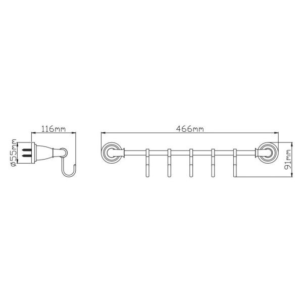 Держатель полотенец трубчатый (5 крючков) P7214-5 (72 серия)