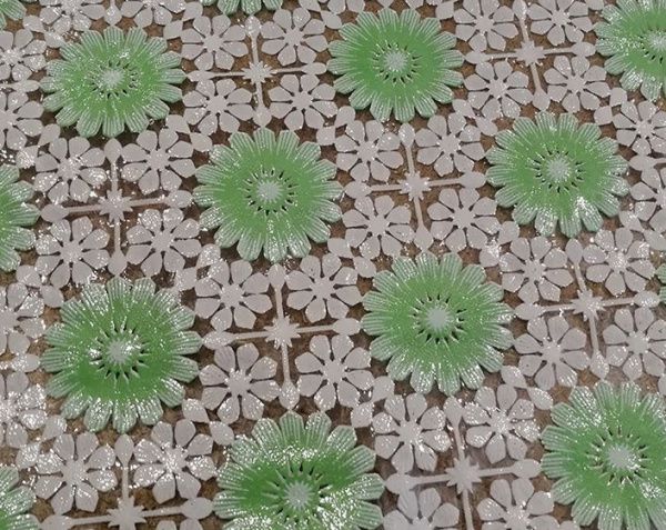 Клеенка ажурная "Лейс" 073Д бел/зел.(1,32х22м)