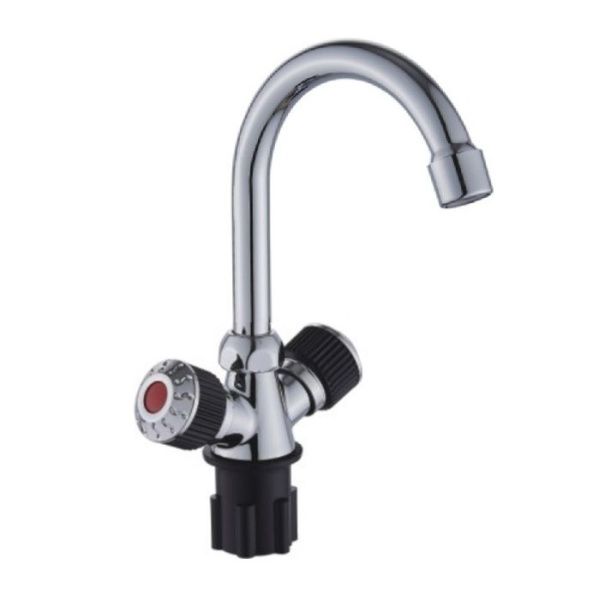 Смеситель для кухни двухручковый черный/хром Potato Эверест B 10-356F