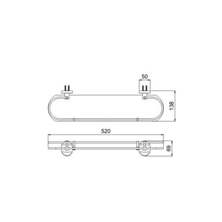 Стеклянная полочка с ограничителем P2907-1 (29 серия)