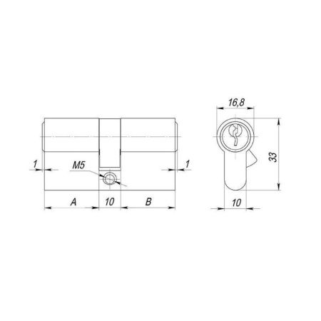 Цилиндровый механизм AX1000Key60 хром